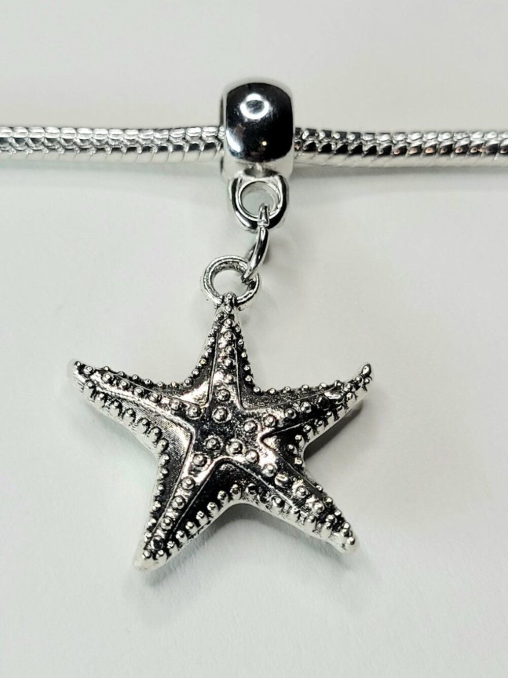 NWT For Pandora Charm Bracelets Large Silver Color Puffy Starfish Dangle Charm